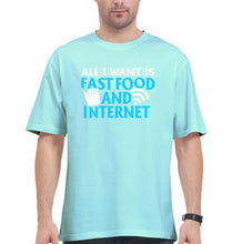 Load image into Gallery viewer, Fast Food and Internet Oversized T-Shirt for Men-Mint-Ektarfa.online
