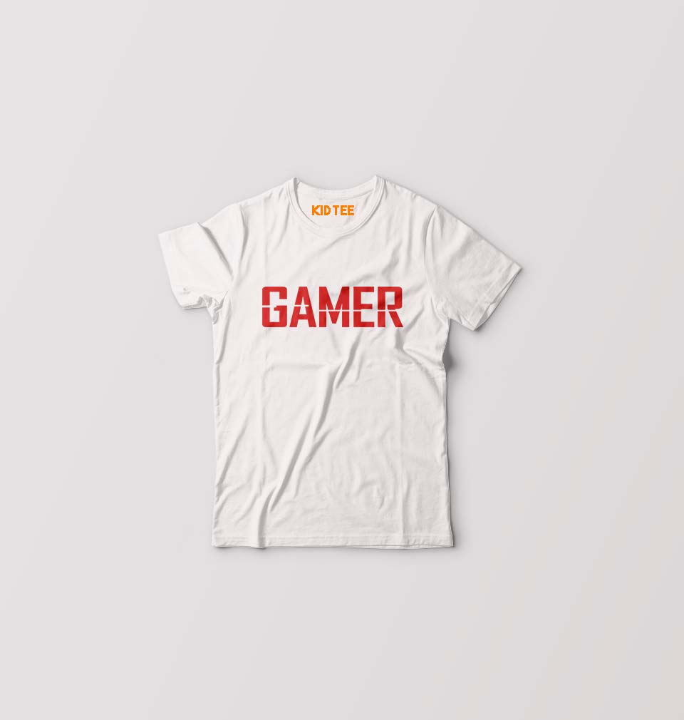 Gamer Kids T-Shirt for Boy/Girl-White-Ektarfa.online