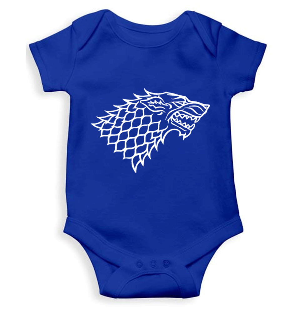 GOT Game Of Thrones Stark Logo Kids Romper For Baby Boy/Girl-0-5 Months(18 Inches)-Royal Blue-Ektarfa.online