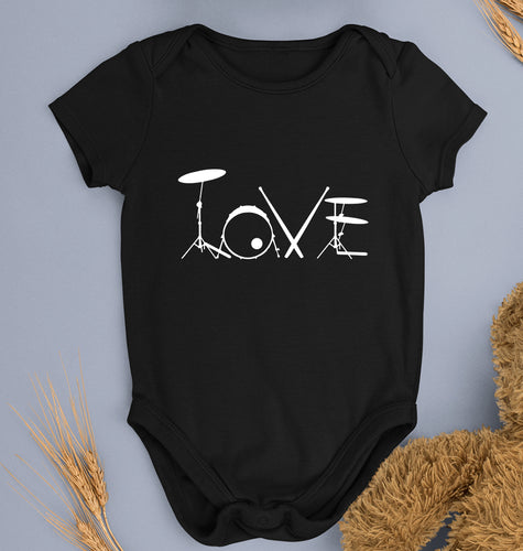 Love Drum Kids Romper For Baby Boy/Girl-0-5 Months(18 Inches)-Black-Ektarfa.online