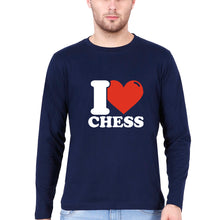 Load image into Gallery viewer, I Love Chess T Full Sleeves T-Shirt for Men-Navy Blue-Ektarfa.online

