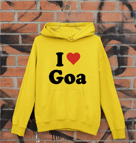I Love Goa Unisex Hoodie for Men/Women-Mustard Yellow-Ektarfa.online