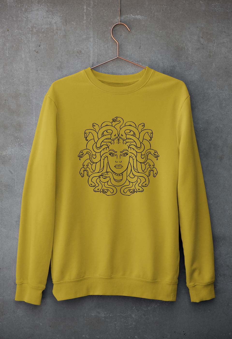 Medusa Unisex Sweatshirt for Men/Women-Mustard Yellow-Ektarfa.online