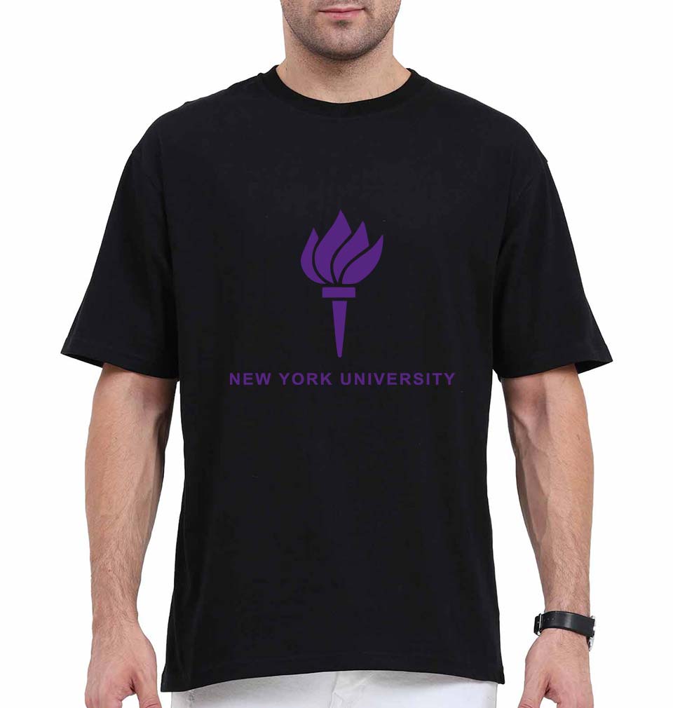 New York University Oversized T-Shirt for Men-Black-Ektarfa.online