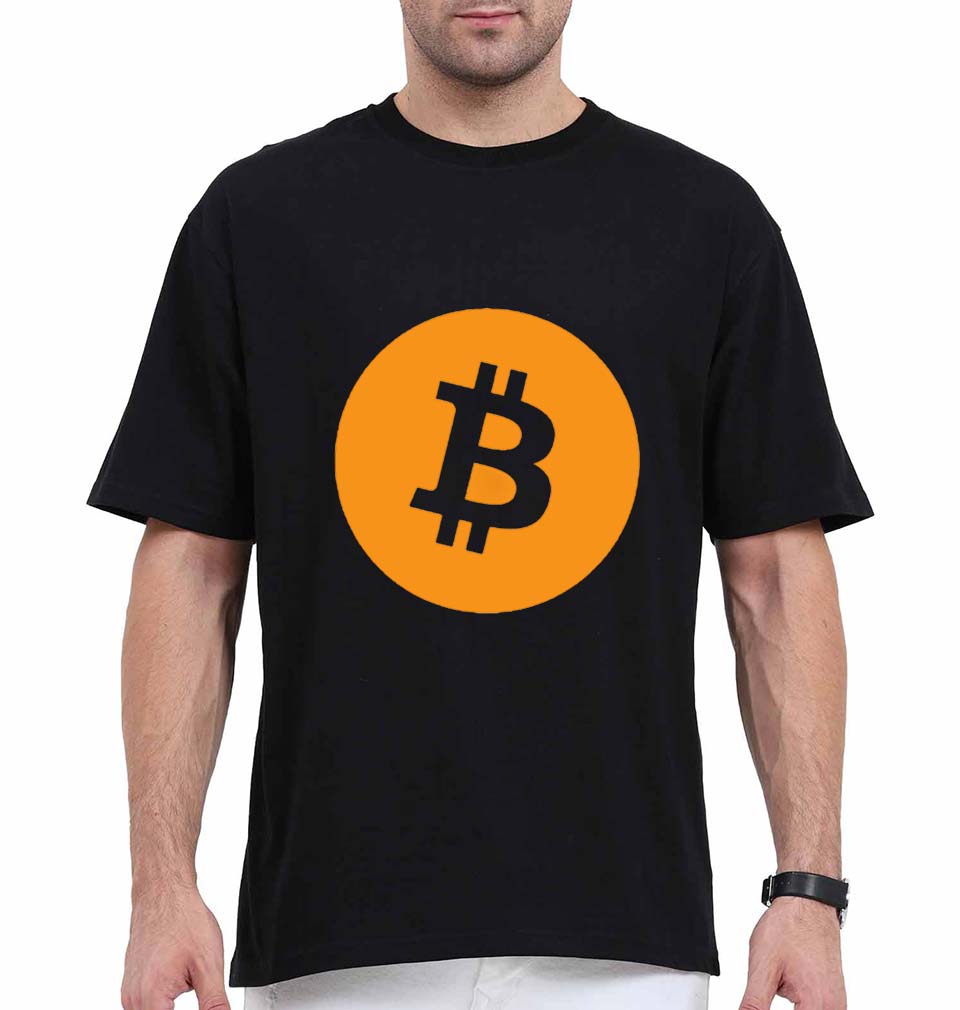 Cryptocurrency Bitcoin Oversized T-Shirt for Men-Black-Ektarfa.online