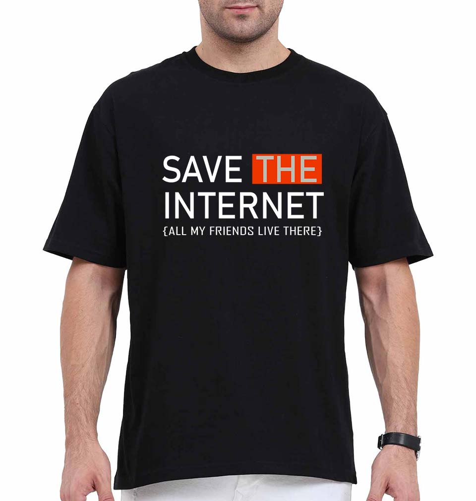 Internet Funny Oversized T-Shirt for Men-Black-Ektarfa.online