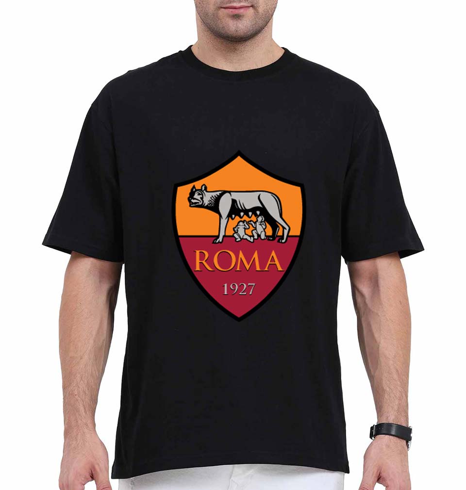 A.S. Roma Oversized T-Shirt for Men-Black-Ektarfa.online