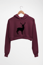 Load image into Gallery viewer, Deer Crop HOODIE FOR WOMEN-Maroon-Ektarfa.online
