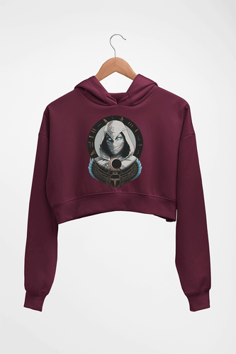 Moon Knight Crop HOODIE FOR WOMEN-Maroon-Ektarfa.online