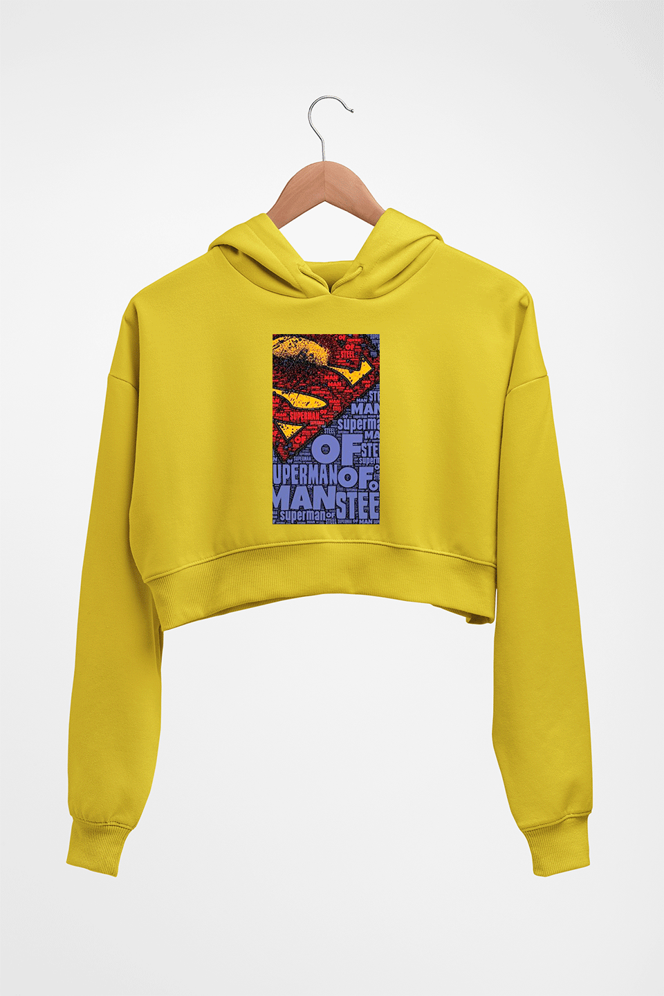 Superman Superhero Crop HOODIE FOR WOMEN-Mustard Yellow-Ektarfa.online