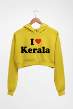 Load image into Gallery viewer, I Love Kerala Crop HOODIE FOR WOMEN-Mustard Yellow-Ektarfa.online
