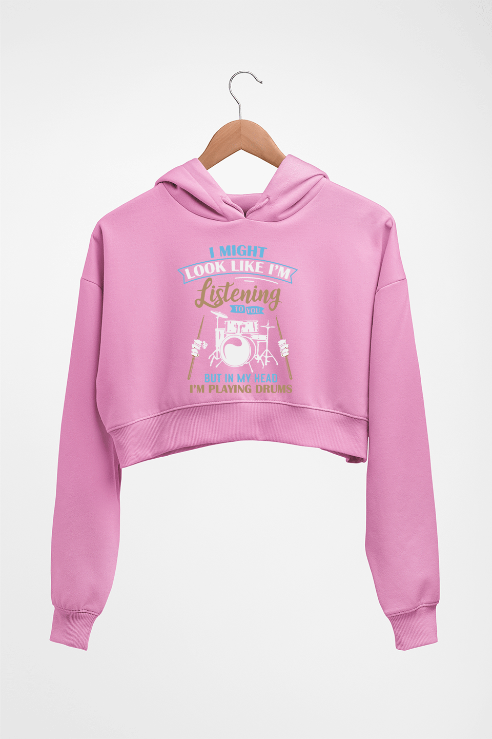 Drummer Crop HOODIE FOR WOMEN-Light Baby Pink-Ektarfa.online