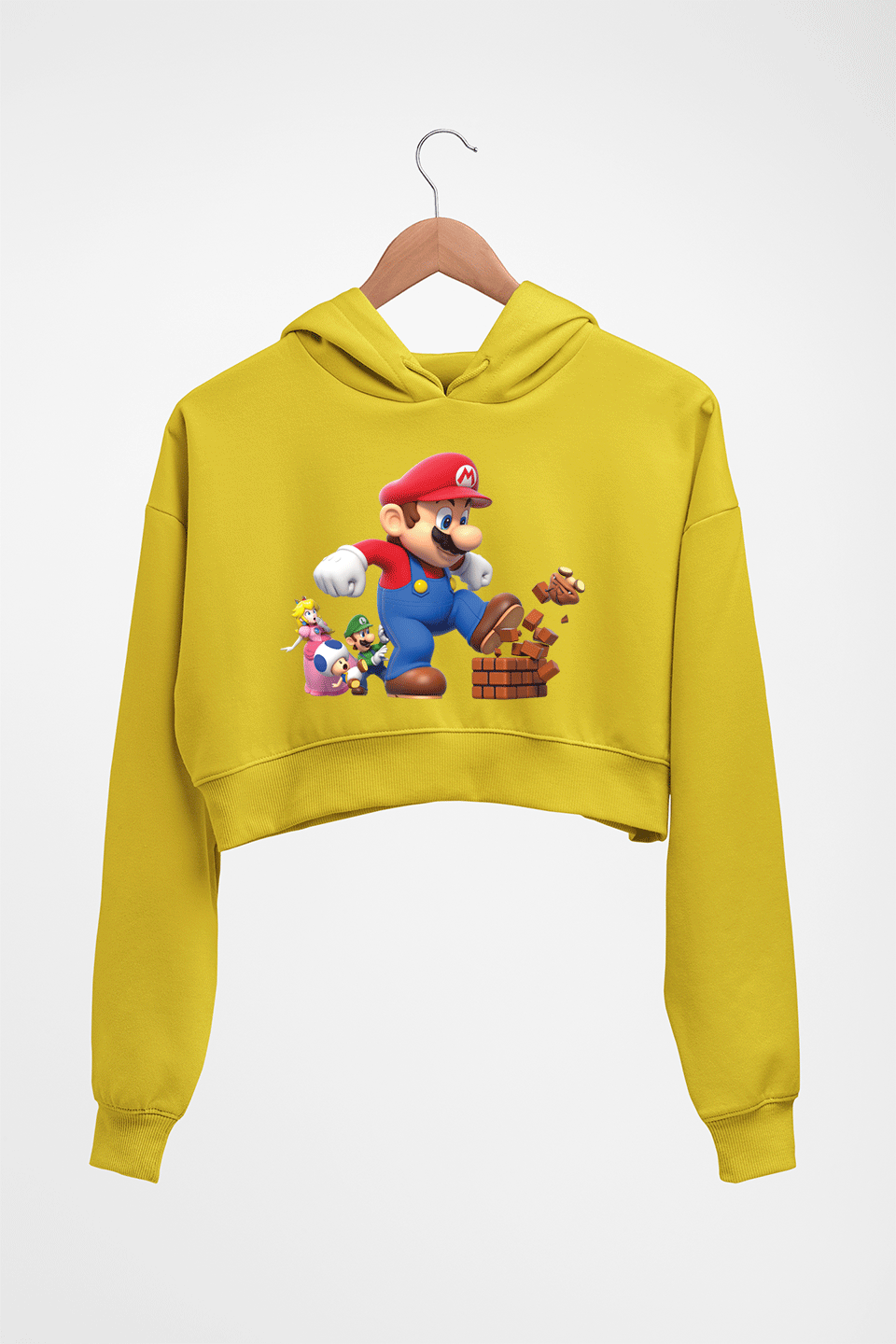 Mario Crop HOODIE FOR WOMEN-Mustard Yellow-Ektarfa.online