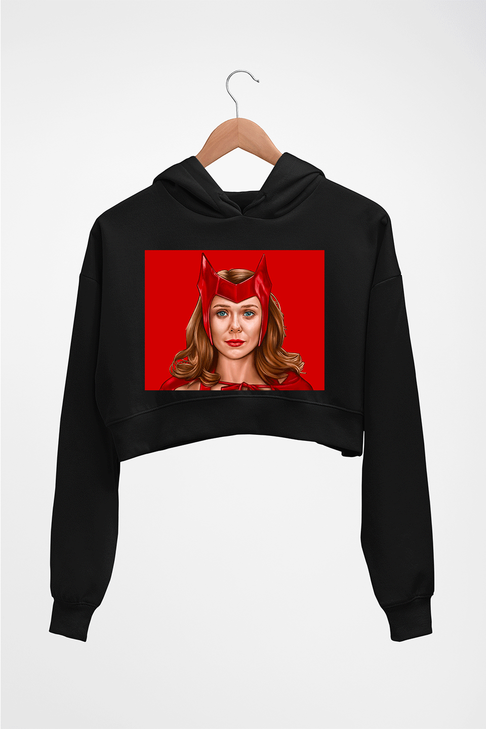 Scarlet Witch Wanda Crop HOODIE FOR WOMEN-Black-Ektarfa.online
