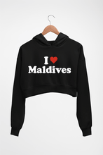 Load image into Gallery viewer, I Love Maldives Crop HOODIE FOR WOMEN-Black-Ektarfa.online
