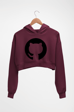Load image into Gallery viewer, GitHub Crop HOODIE FOR WOMEN-Maroon-Ektarfa.online
