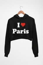 Load image into Gallery viewer, I Love Paris Crop HOODIE FOR WOMEN-Black-Ektarfa.online
