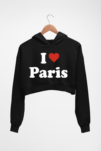 I Love Paris Crop HOODIE FOR WOMEN-Black-Ektarfa.online