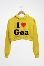 Load image into Gallery viewer, I Love Goa Crop HOODIE FOR WOMEN-Mustard Yellow-Ektarfa.online
