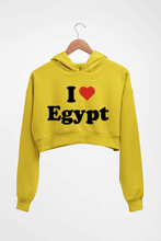 Load image into Gallery viewer, I Love Egypt Crop HOODIE FOR WOMEN-Mustard Yellow-Ektarfa.online
