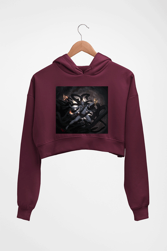 Mahakal Mahadev Bholenath Shiva Shivji Crop HOODIE FOR WOMEN-Maroon-Ektarfa.online