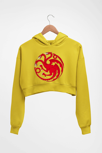 House of the Dragon (GOT) Crop HOODIE FOR WOMEN-Mustard Yellow-Ektarfa.online