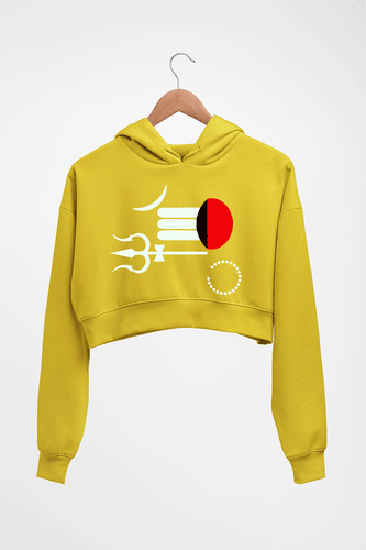 Mahakal Mahadev Bholenath Shiva Shivji Crop HOODIE FOR WOMEN-Mustard Yellow-Ektarfa.online