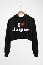 Load image into Gallery viewer, I Love Jaipur Crop HOODIE FOR WOMEN-Black-Ektarfa.online
