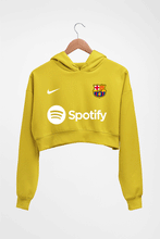 Load image into Gallery viewer, Barcelona 2022-23 Crop HOODIE FOR WOMEN-Mustard Yellow-Ektarfa.online
