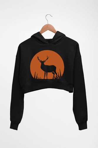 Deer Crop HOODIE FOR WOMEN-Black-Ektarfa.online
