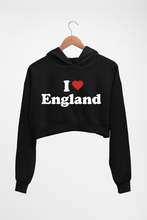 Load image into Gallery viewer, I Love England Crop HOODIE FOR WOMEN-Black-Ektarfa.online
