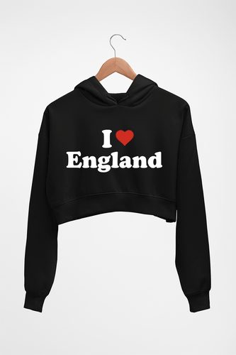 I Love England Crop HOODIE FOR WOMEN-Black-Ektarfa.online