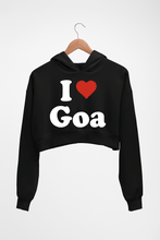 Load image into Gallery viewer, I Love Goa Crop HOODIE FOR WOMEN-Black-Ektarfa.online
