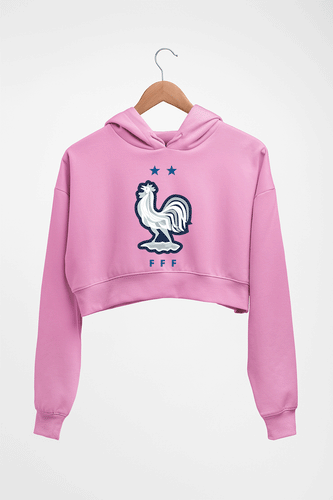 France Football Crop HOODIE FOR WOMEN-Light Baby Pink-Ektarfa.online
