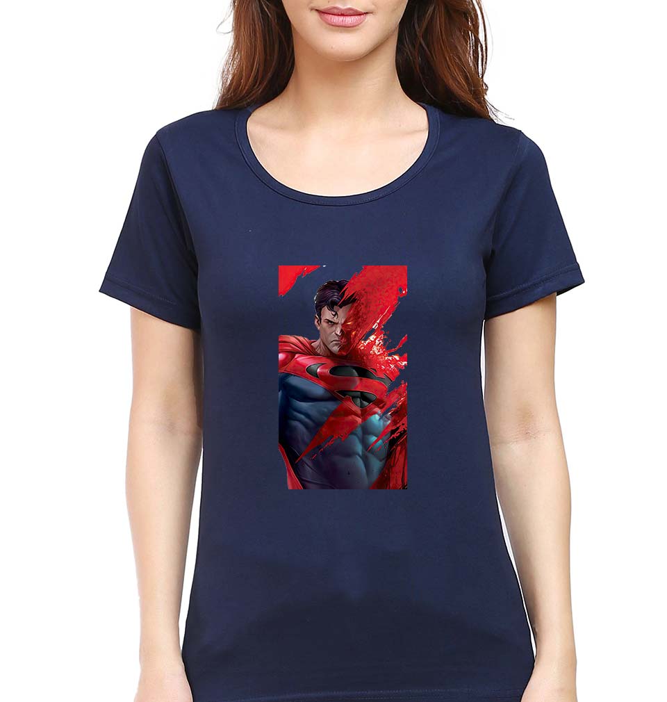 Superman Superhero T-Shirt for Women-Navy Blue-Ektarfa.online