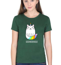 Load image into Gallery viewer, Cat Unicorn T-Shirt for Women-Dark Green-Ektarfa.online
