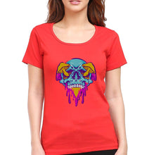 Load image into Gallery viewer, Trippy Psychedelic Skull T-Shirt for Women-Red-Ektarfa.online
