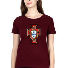 Load image into Gallery viewer, Portugal Football T-Shirt for Women-Maroon-Ektarfa.online

