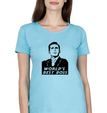 Load image into Gallery viewer, Michael Scott Best Boss T-Shirt for Women-Light Blue-Ektarfa.online
