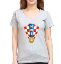 Load image into Gallery viewer, Croatia Football T-Shirt for Women-Grey Melange-Ektarfa.online
