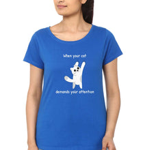 Load image into Gallery viewer, Cat T-Shirt for Women-Royal Blue-Ektarfa.online
