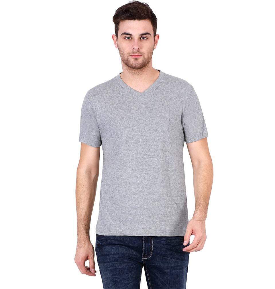 Ektarfa Garments Men Plain T-Shirts & Hoodies Plain Grey Melange V Neck T-Shirt
