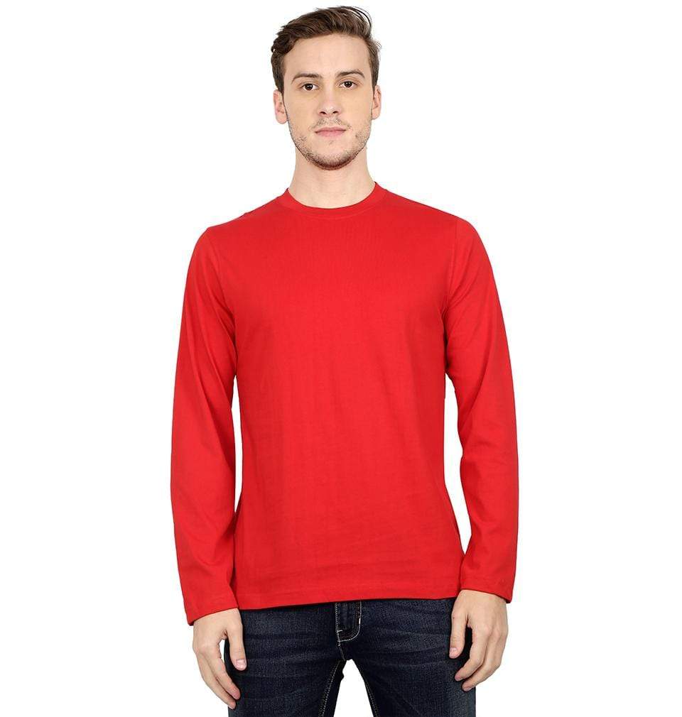 Ektarfa Garments Men Plain T-Shirts & Hoodies Plain Red Full Sleeves T-Shirt