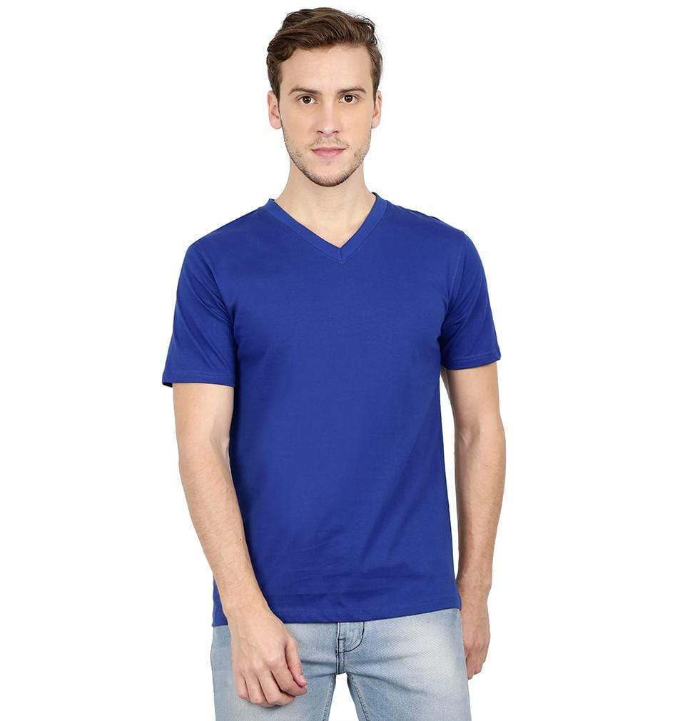 Ektarfa Garments Men Plain T-Shirts & Hoodies Plain Royal Blue V Neck T-Shirt